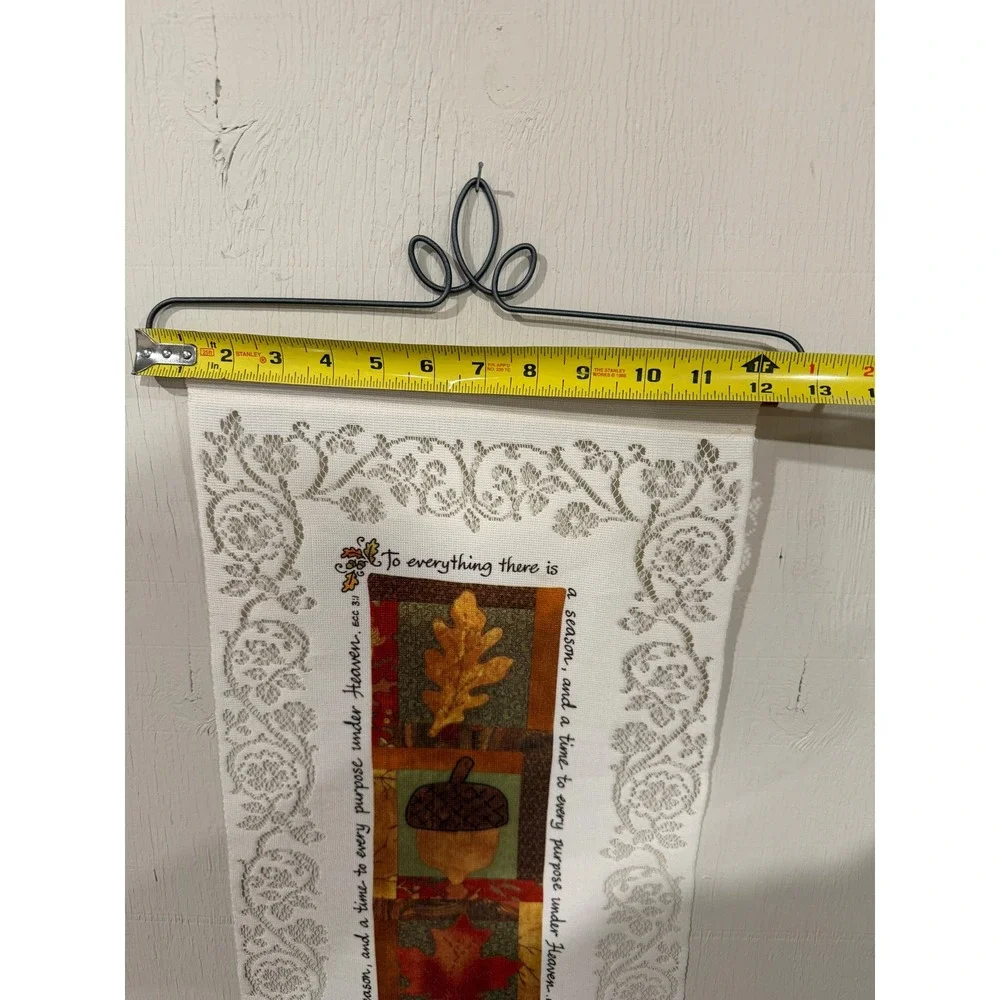 Autumn Lace Wall Hanging Ecclesiastes 3:1 Scripture Fall Decor with Wire Hanger
